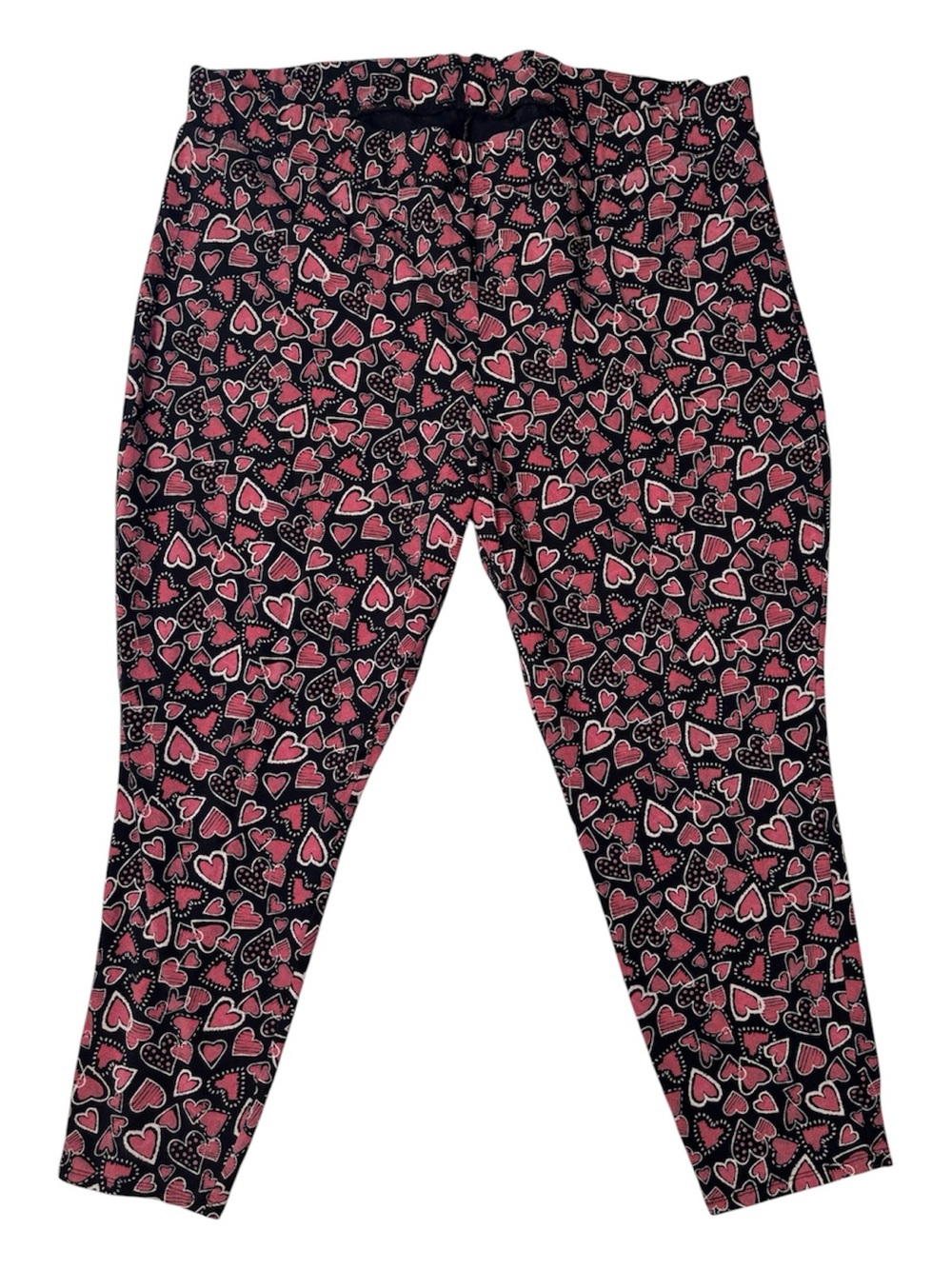 Torrid Leggings, 4X, 4, Black Pink Heart Print, Crop Capri, Size 26